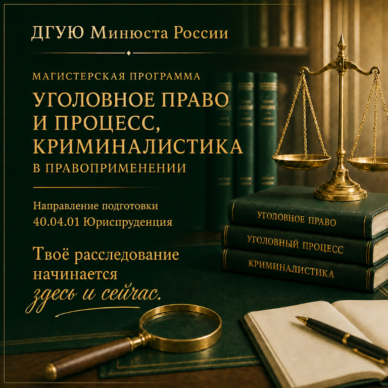 Выбирай магистерскую программу «Уголовное право и процесс, криминалистика в правоприменении» — поступай в магистратуру!